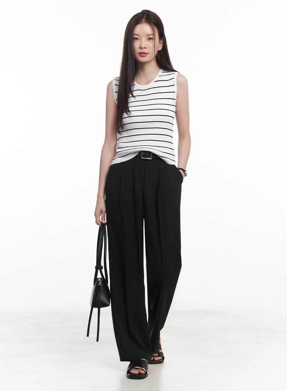 Stripe Slim Sleeveless Top IY509