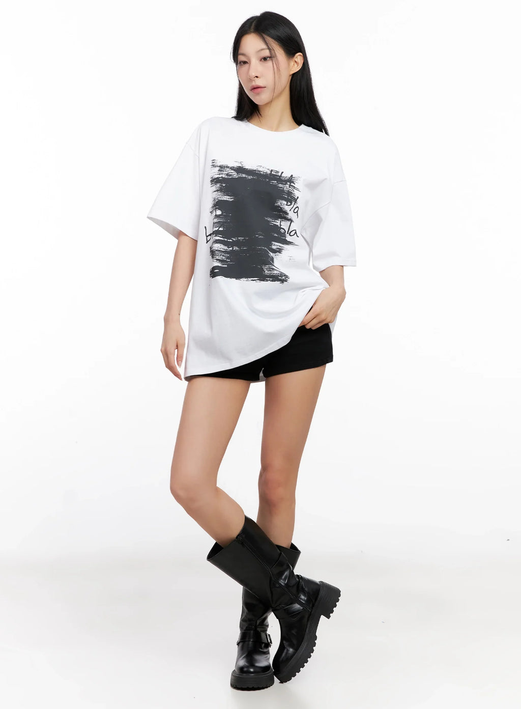 Brushstroke Graphic Oversized Tee IG508