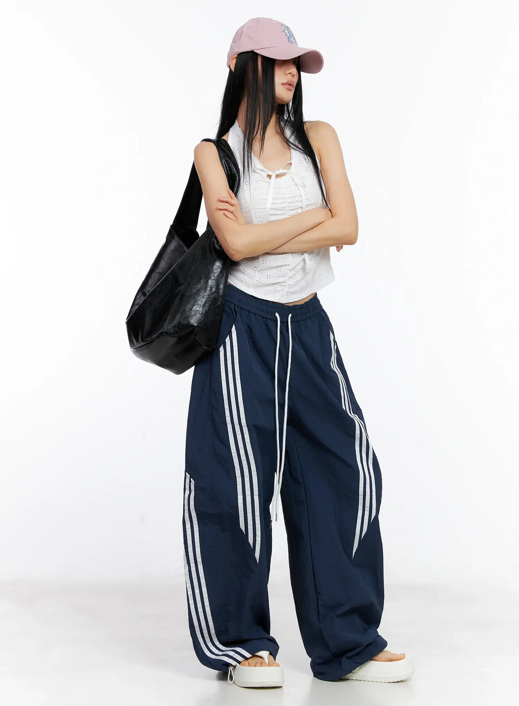 Wide-Leg Drawstring Track Pants CL529
