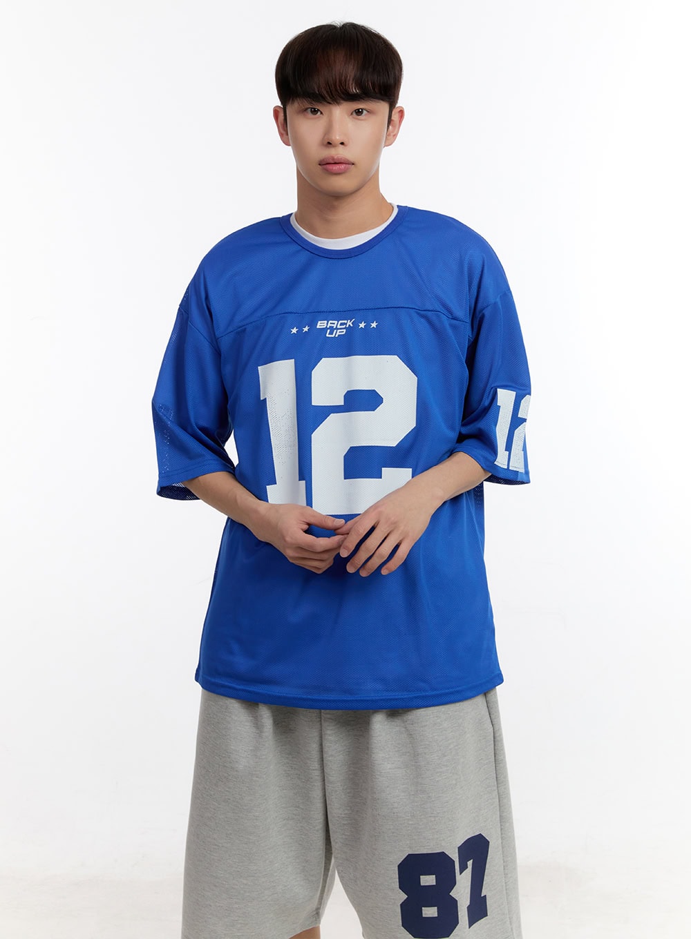 Men's Oversized Graphic Mesh T-Shirt IA504