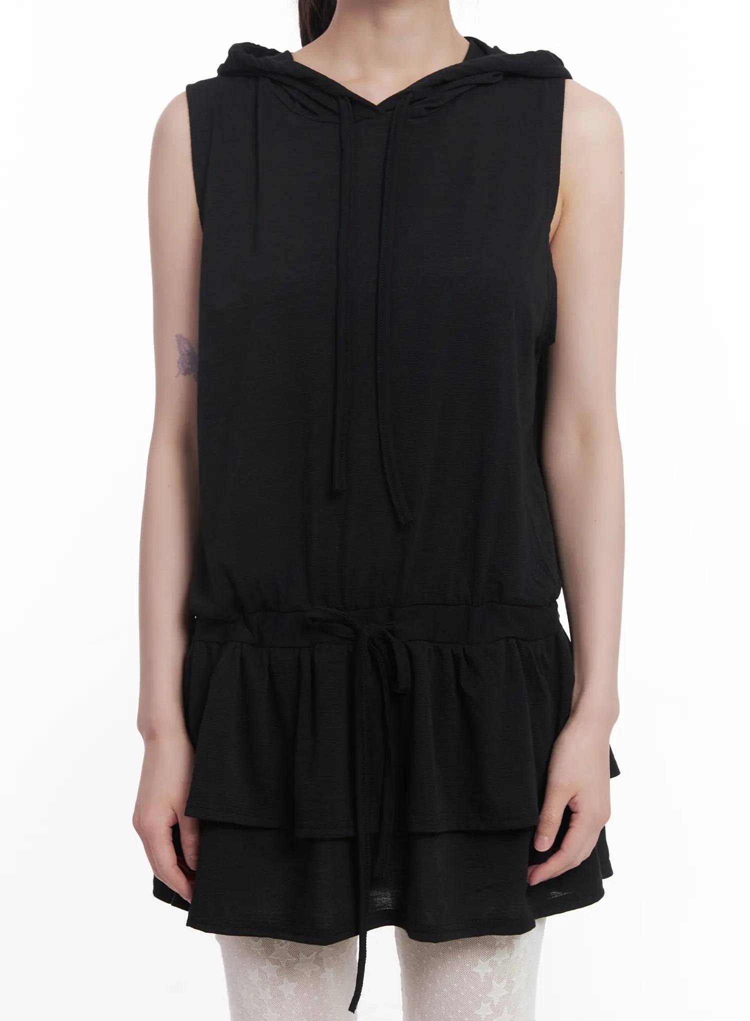 Sleeveless Hooded Mini Dress CU519