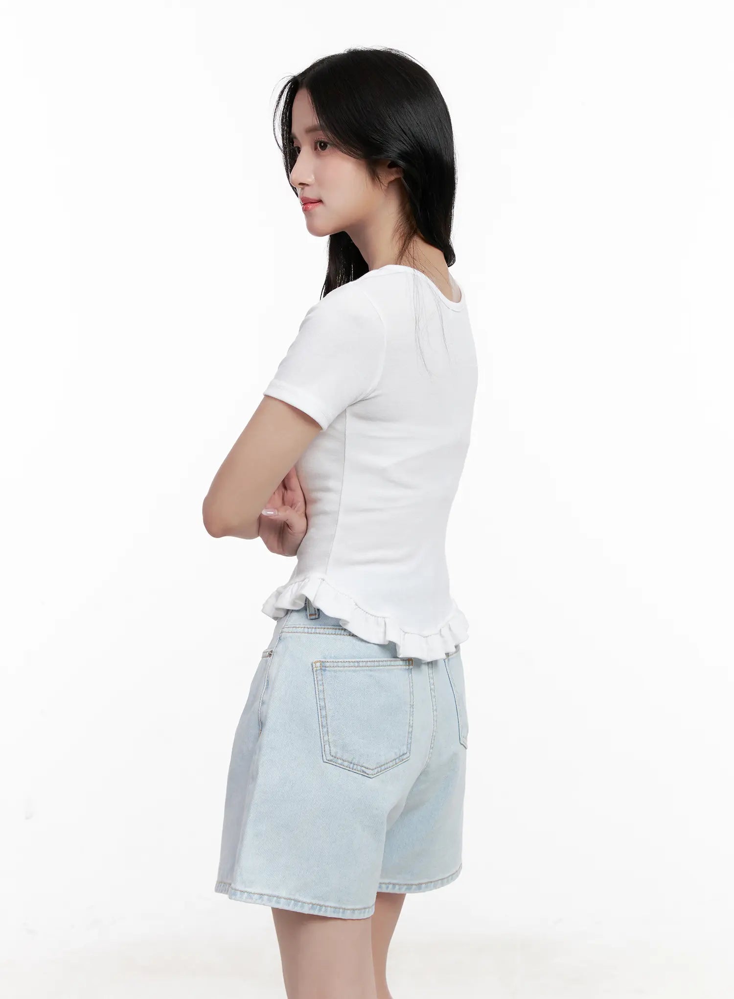 Ruffle Scoop-Neck Top CL516