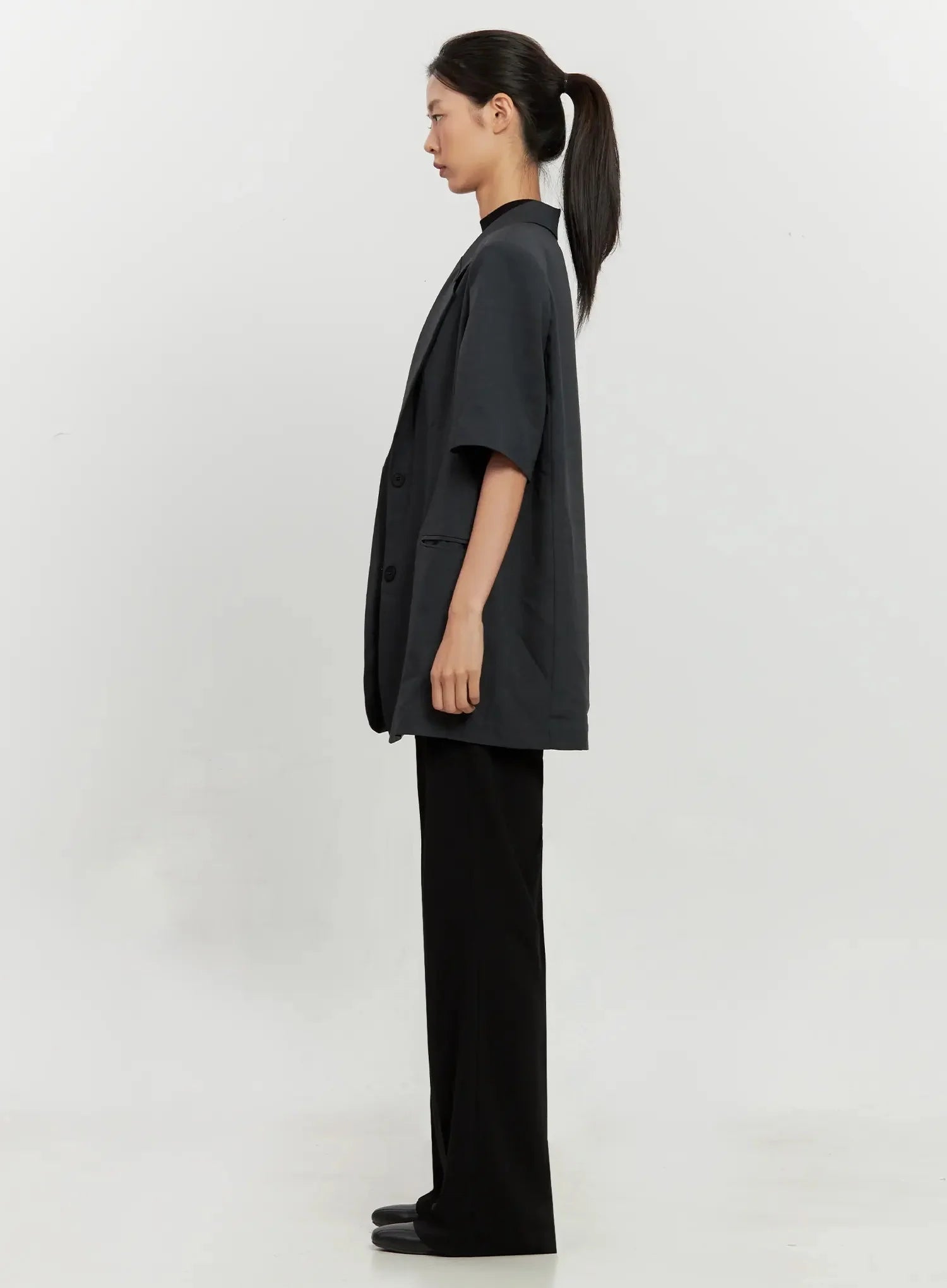 Boxy Short-Sleeve Blazer IL528