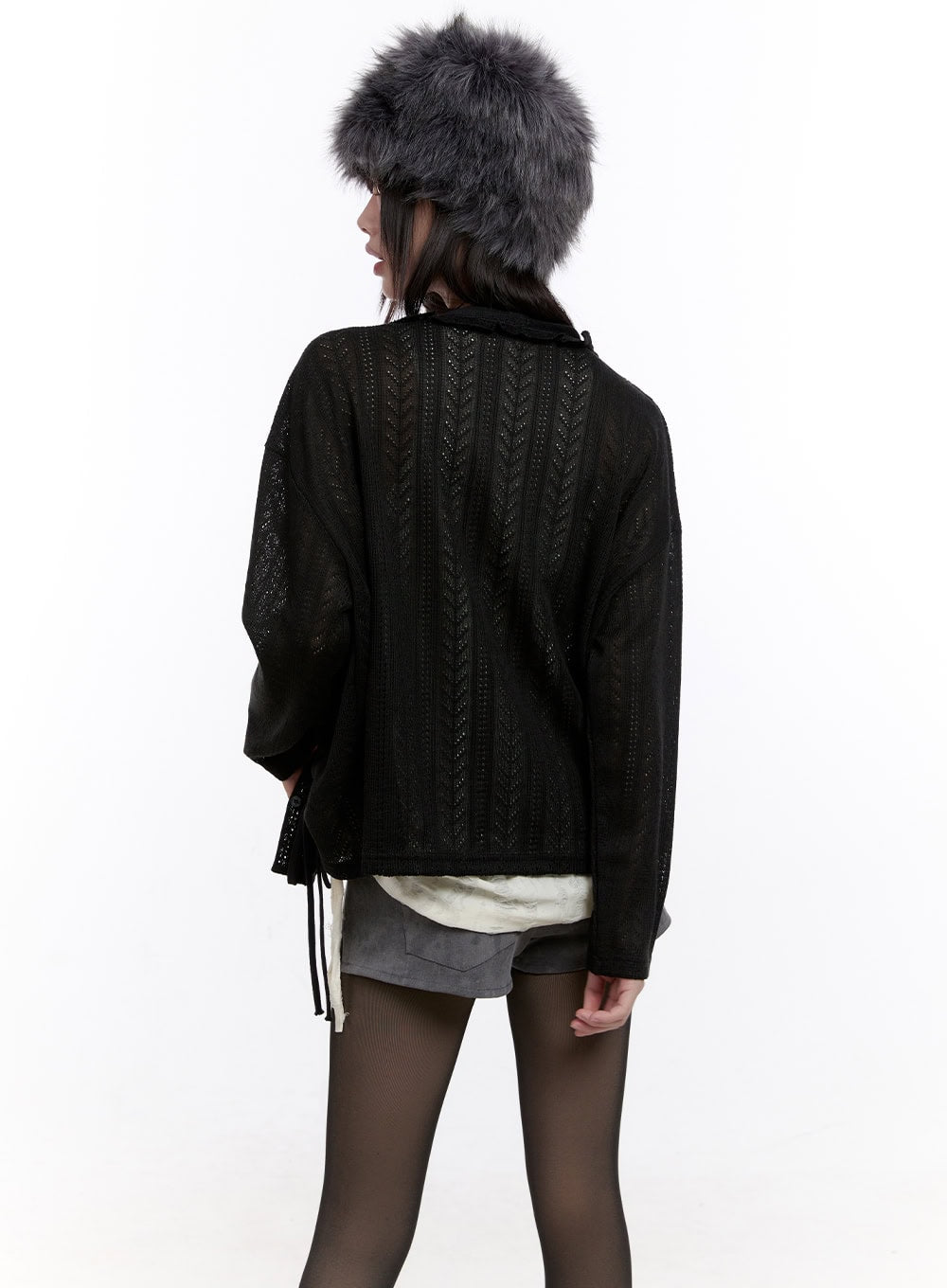 Sheer Knit Buttoned Cardigan CF512