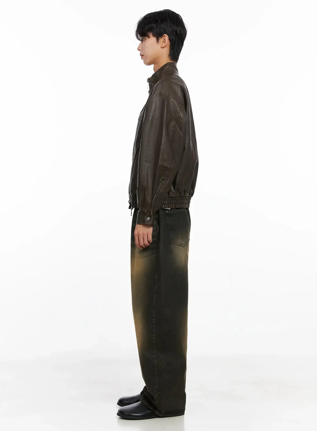 Men's Hook Faux Leather Jacket IO516