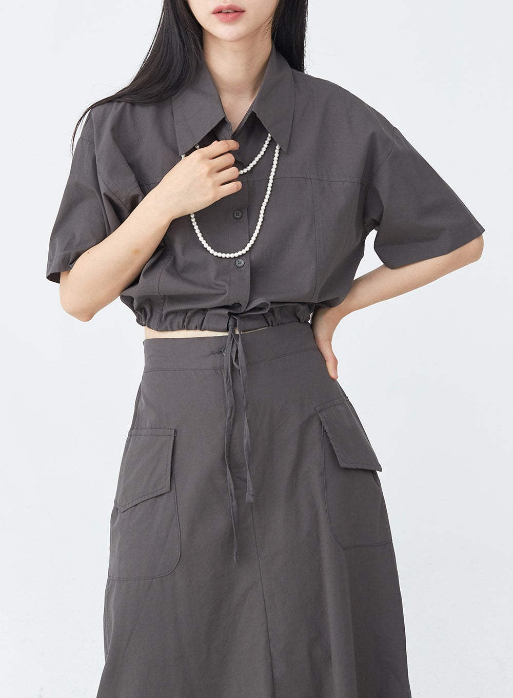 Cargo Wide Fit Long Skirt with Pocket UU1407