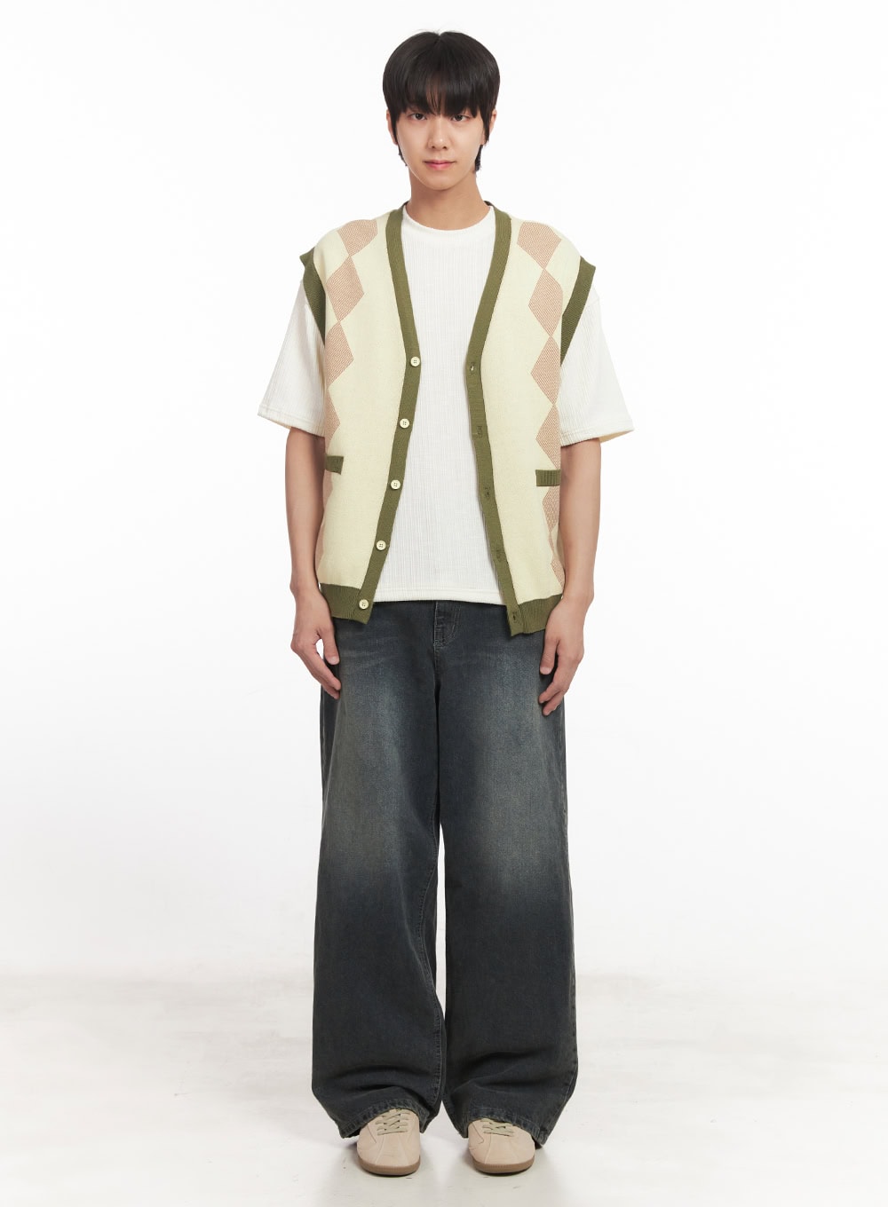 Men's Argyle V-Neck Sweater Vest IA511