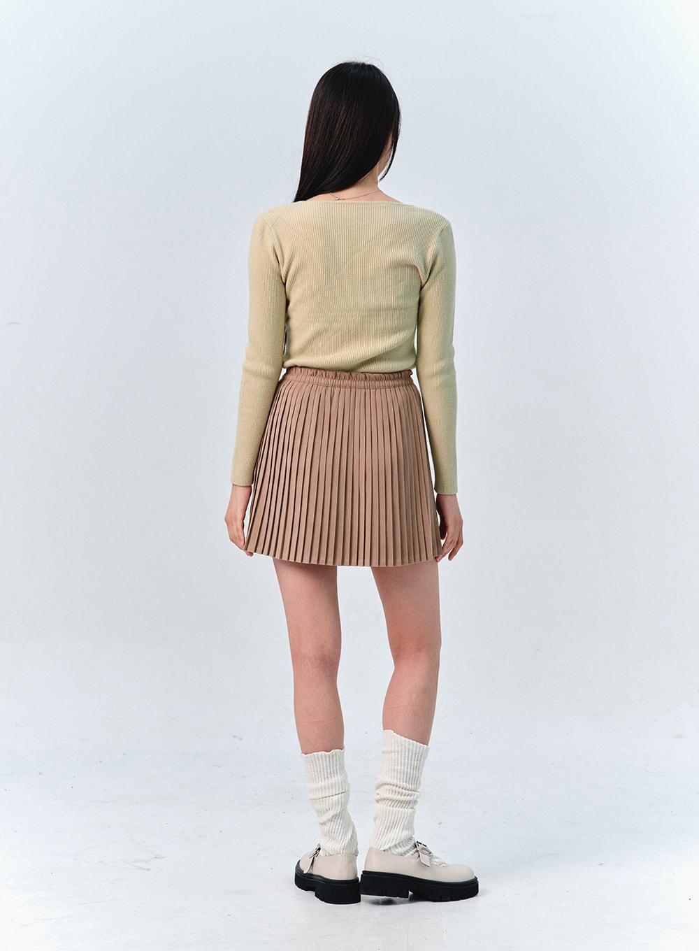 Solid Pleated Mini Skirt OO312