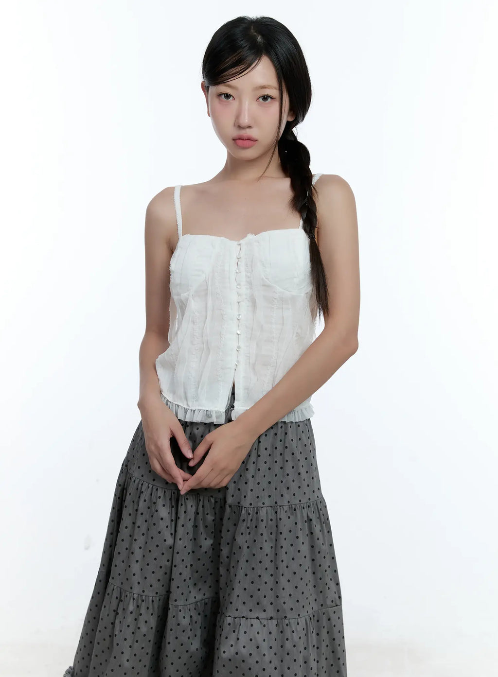 Buttoned Lace Cami Top CU526