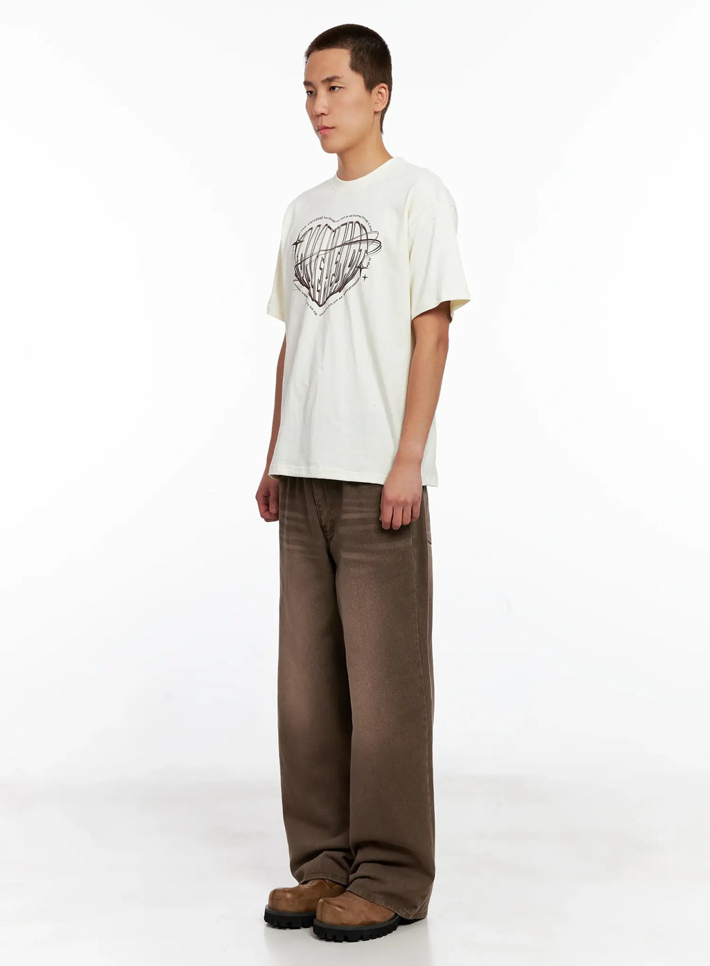 Men's Washed Wide-Leg Denim Jeans IG511