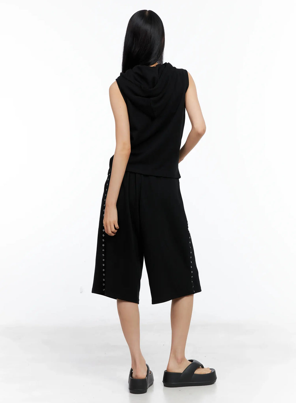 Eyelet Hooded Vest Zip-Up CL529