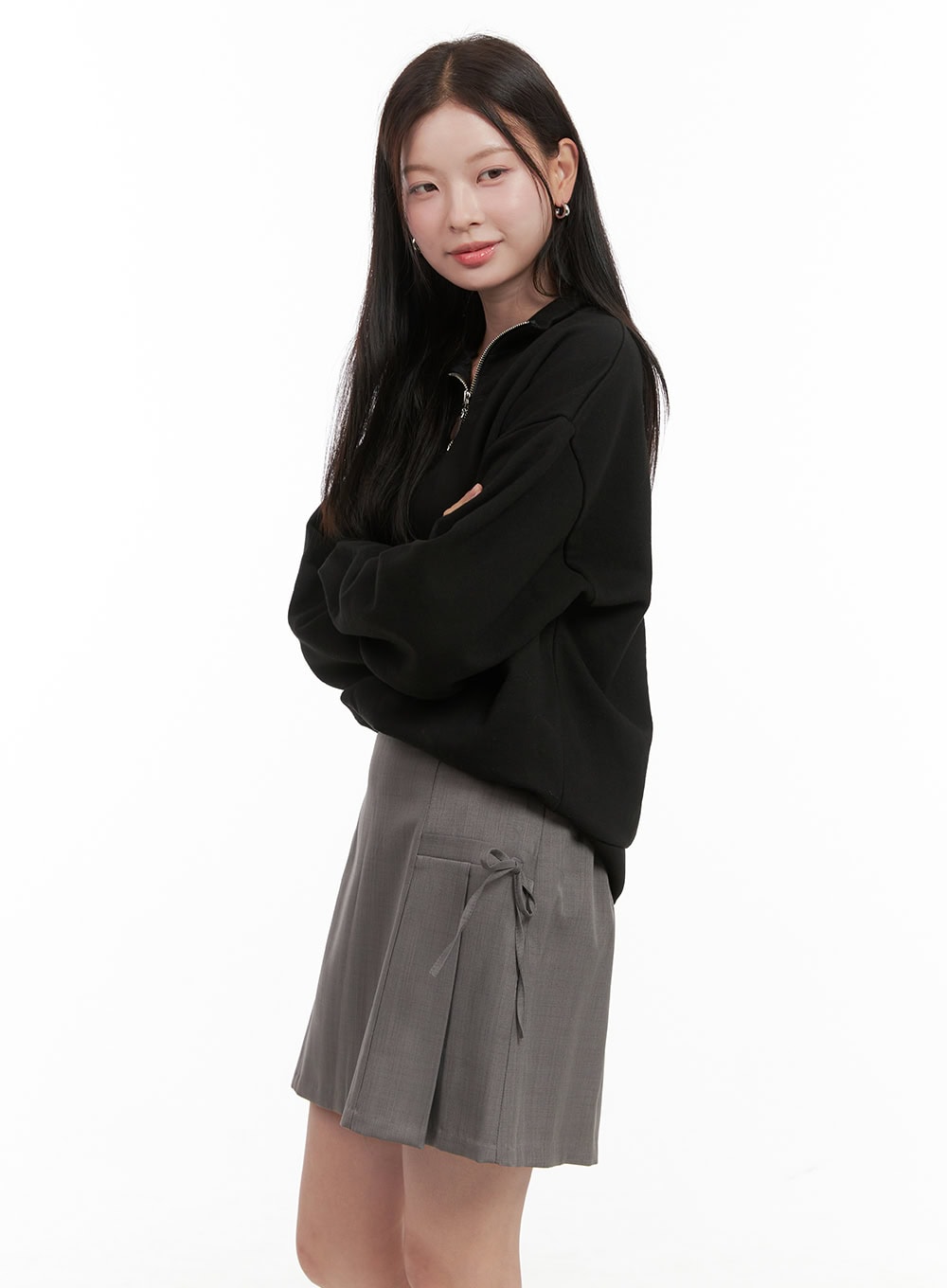 Half Zip-Up Solid Sweatshirt OG416