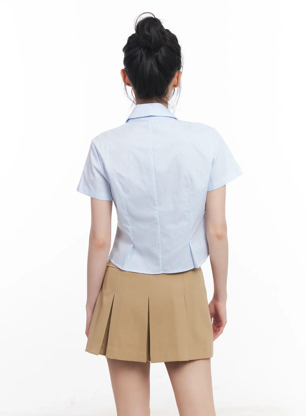 Slim-Fit Cropped Button-Up Shirt CU511