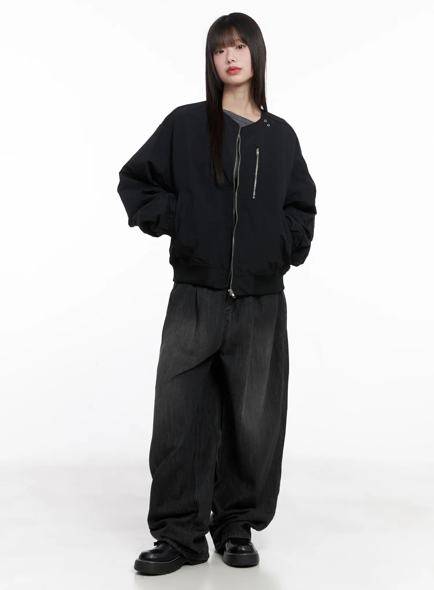 Shirred Oversized Bomber Jacket CG519