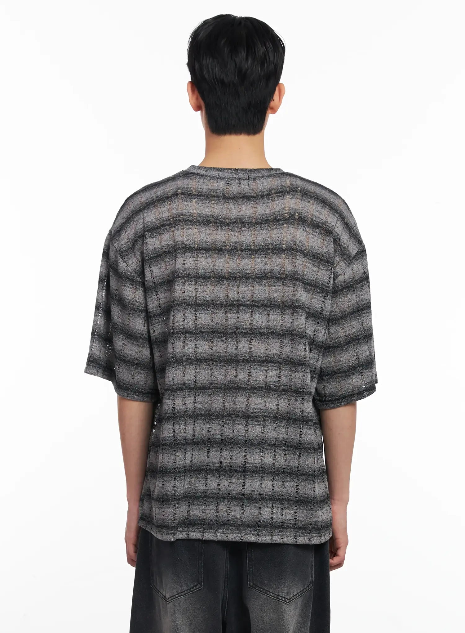 Men's Oversized Striped Graphic Tee IU526