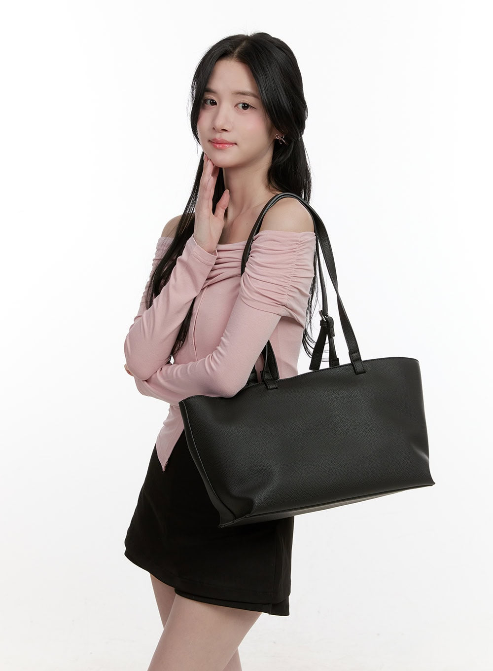 Shirred Off-Shoulder Buttoned Top CF528