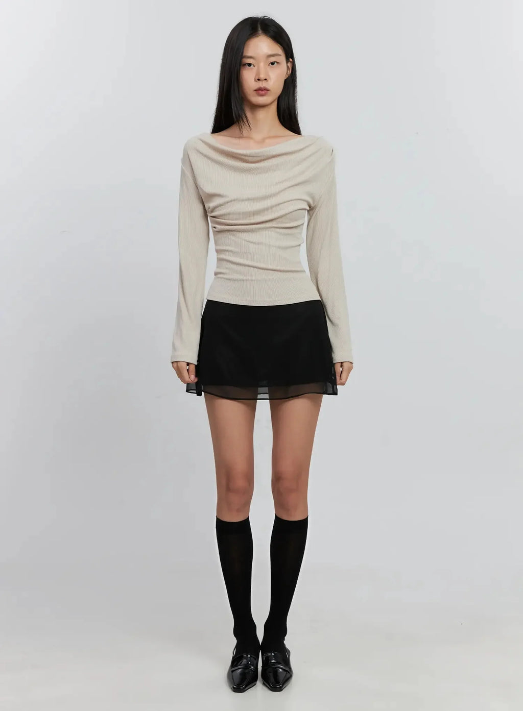 Asymmetric Long Sleeve Top IS516
