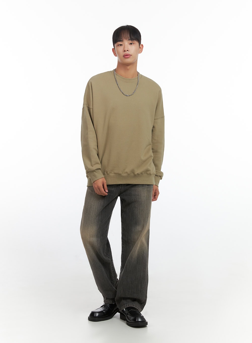 Men's Washed Wide Leg Jeans IO420