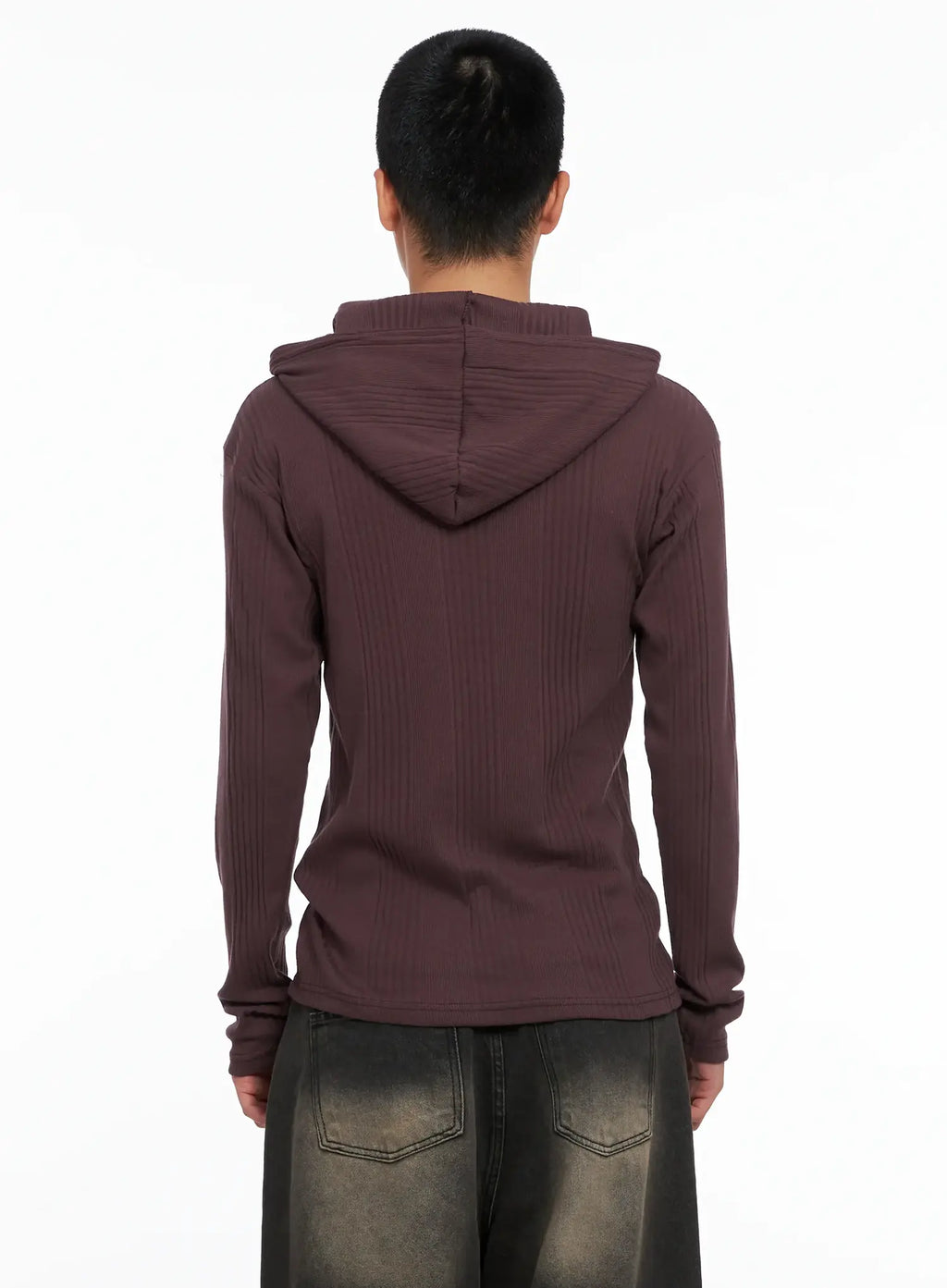 Men's Henley Neck Long Sleeve Hoodie IS502