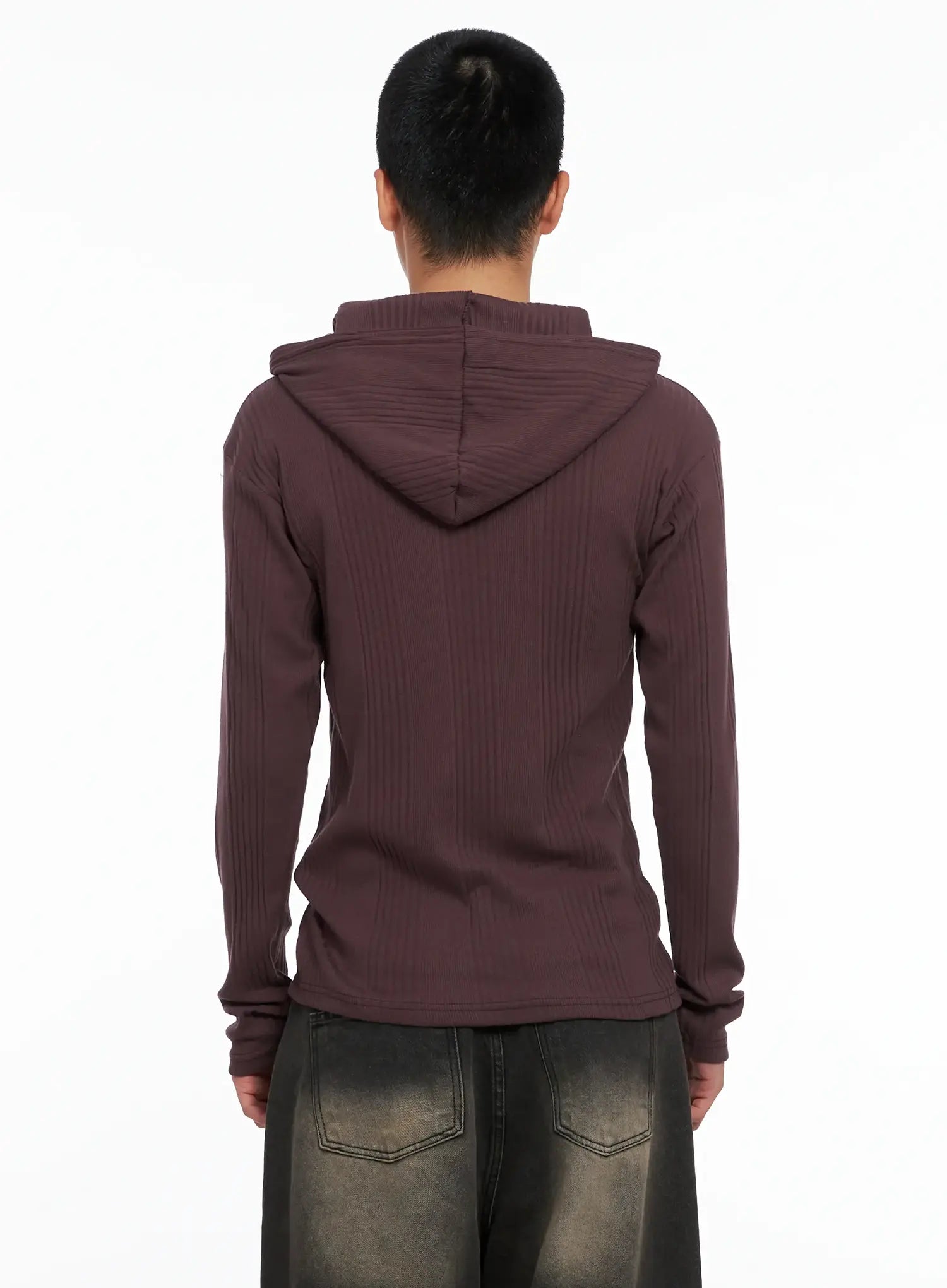 Men's Henley Neck Long Sleeve Hoodie IS502