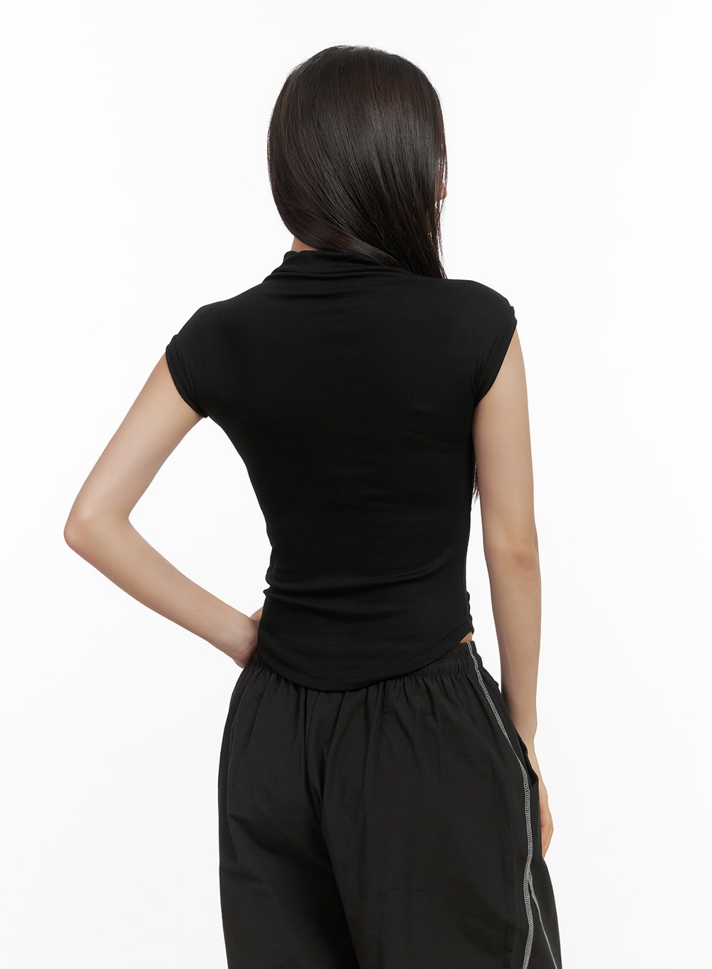 Slim Fit Turtle Neck Crop Top CO402