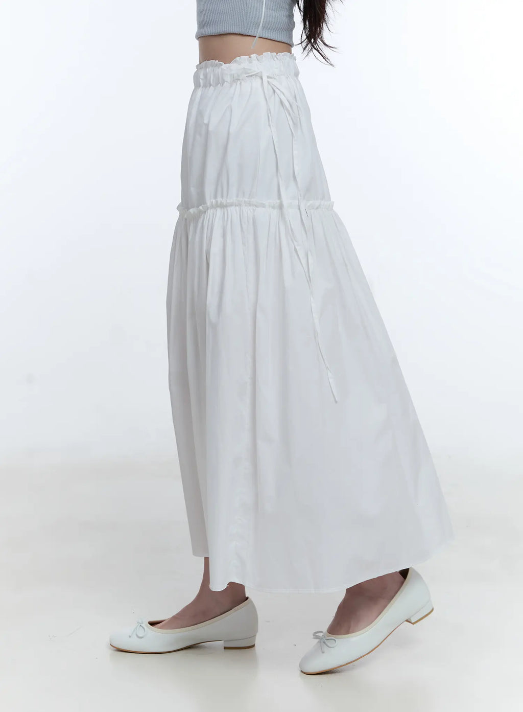 Ribbon Tie Waist Maxi Skirt CG512