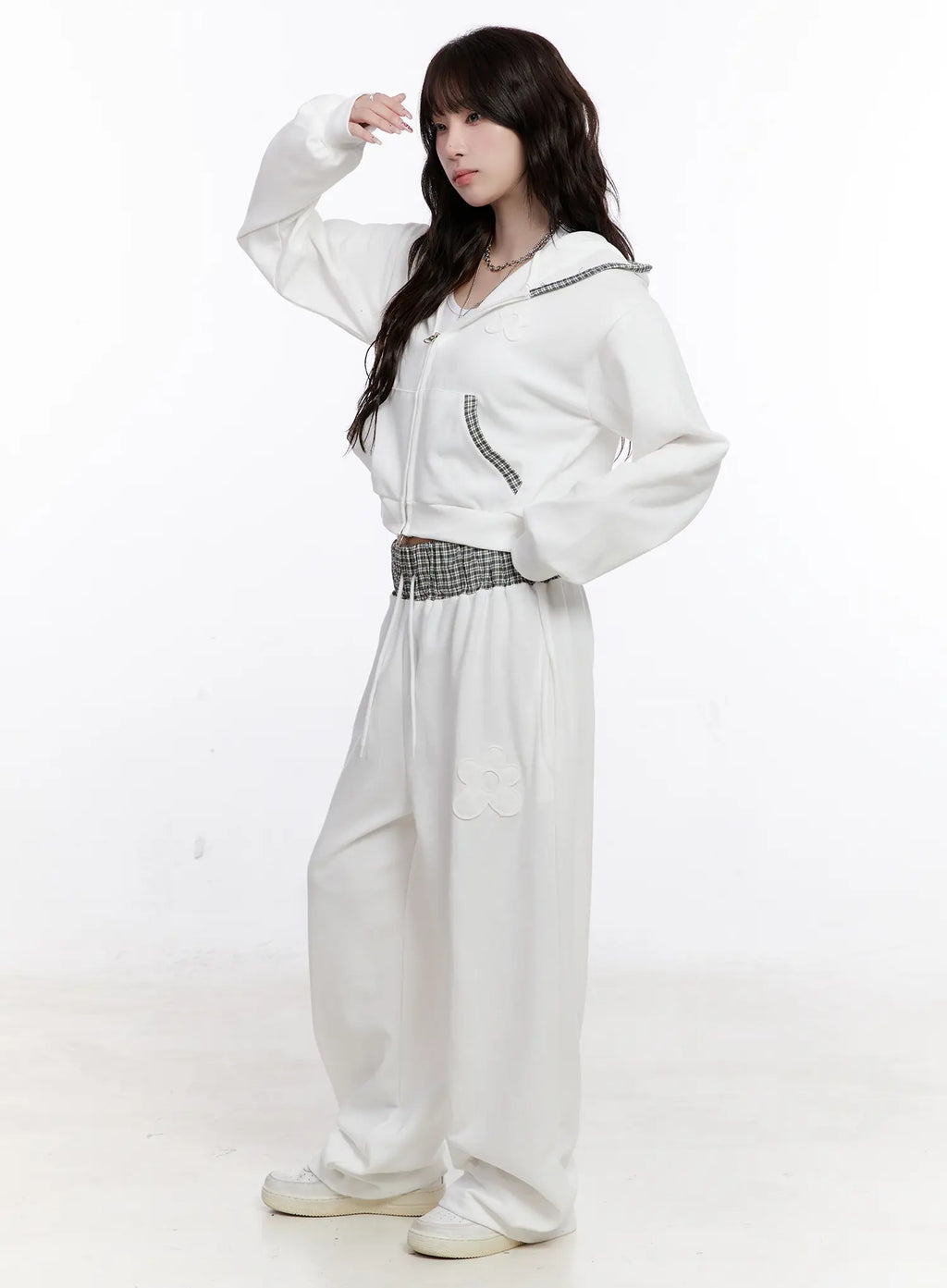 Plaid Waist Wide Leg Sweatpants CS530