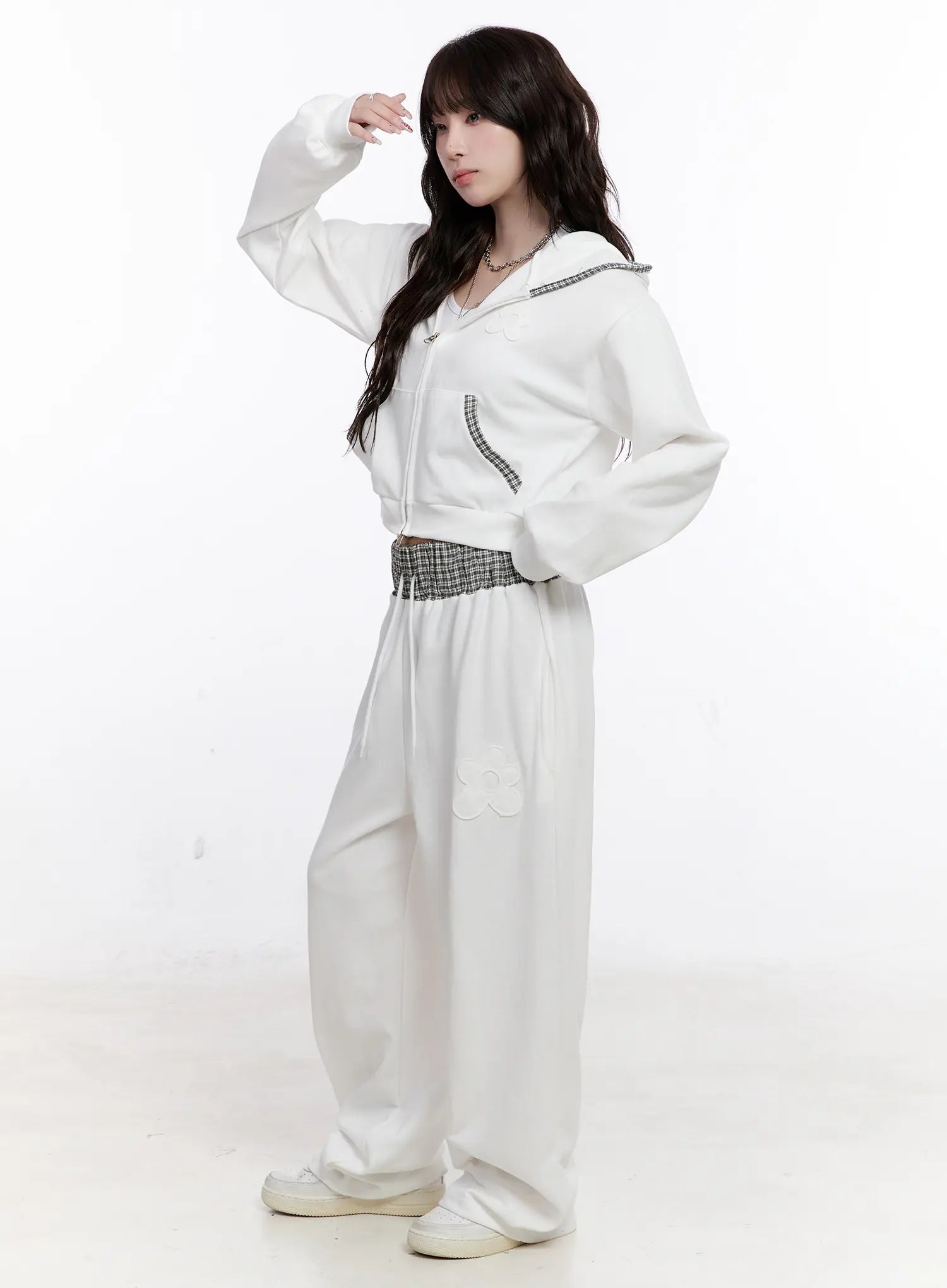 Plaid Waist Wide Leg Sweatpants CS530