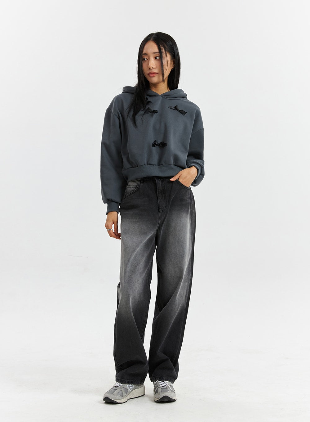 Ribbon Solid Essential Cropped Hoodie CD320