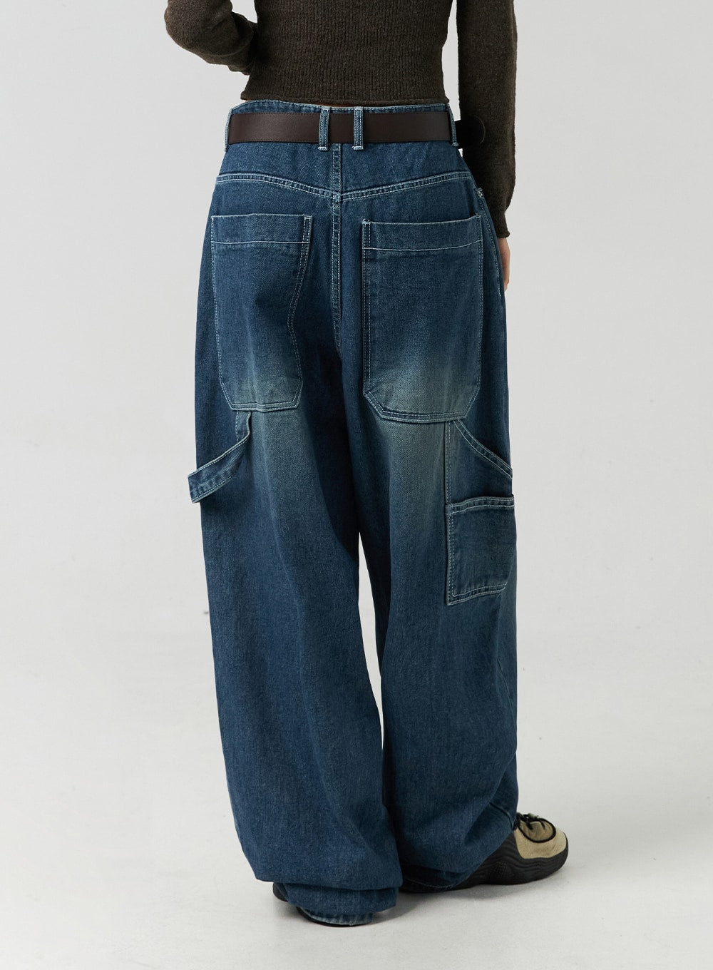 Washed Cotton Wide Leg Jeans CO323