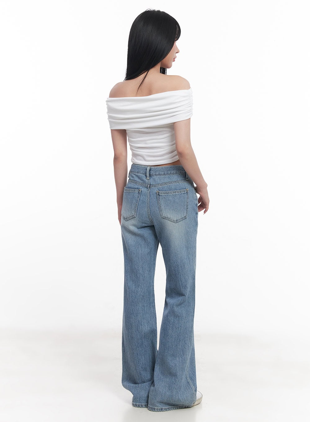 Shirred Off-Shoulder Crop Top CY527