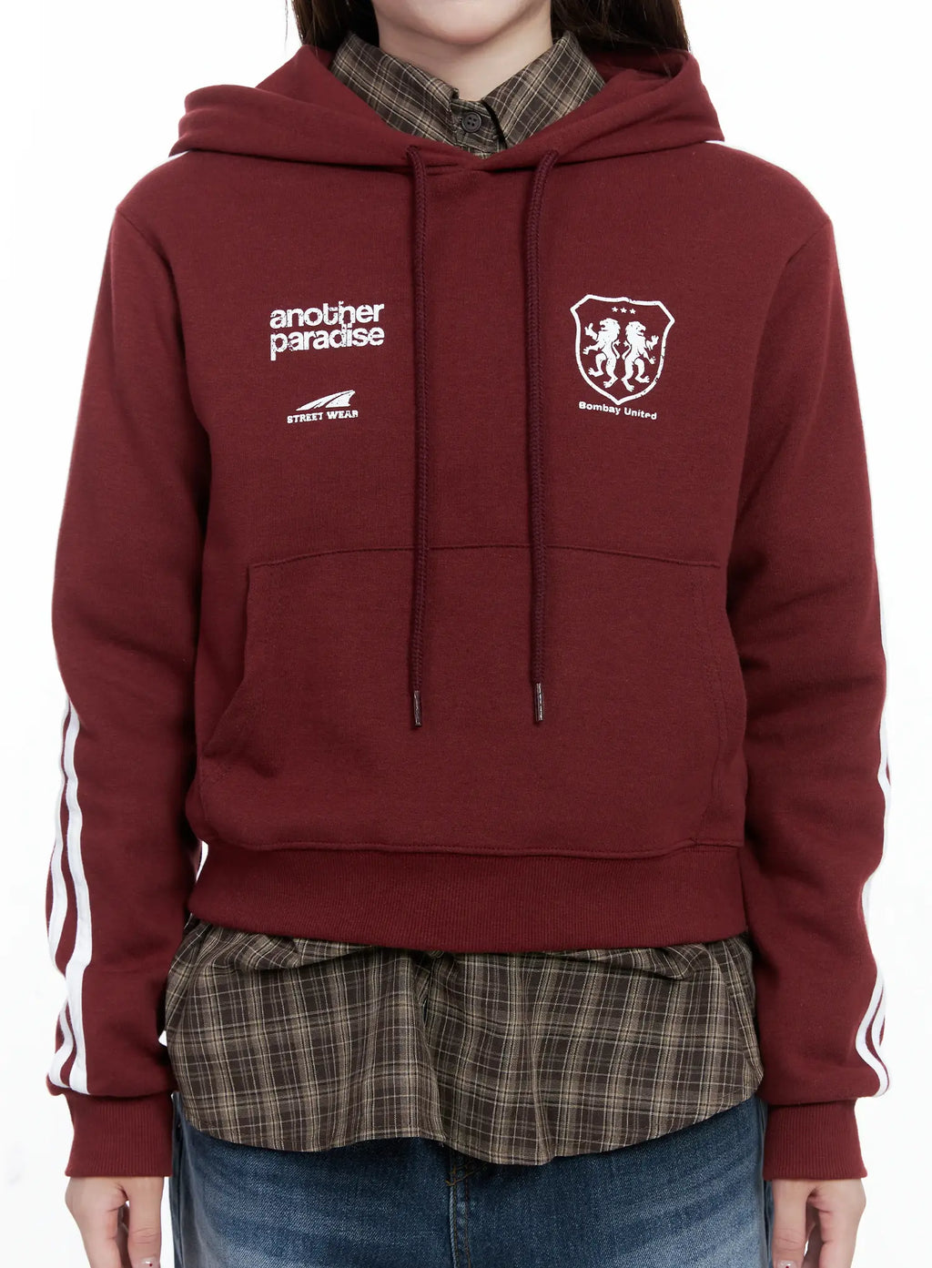 Striped Sleeve Crop Hoodie CS501