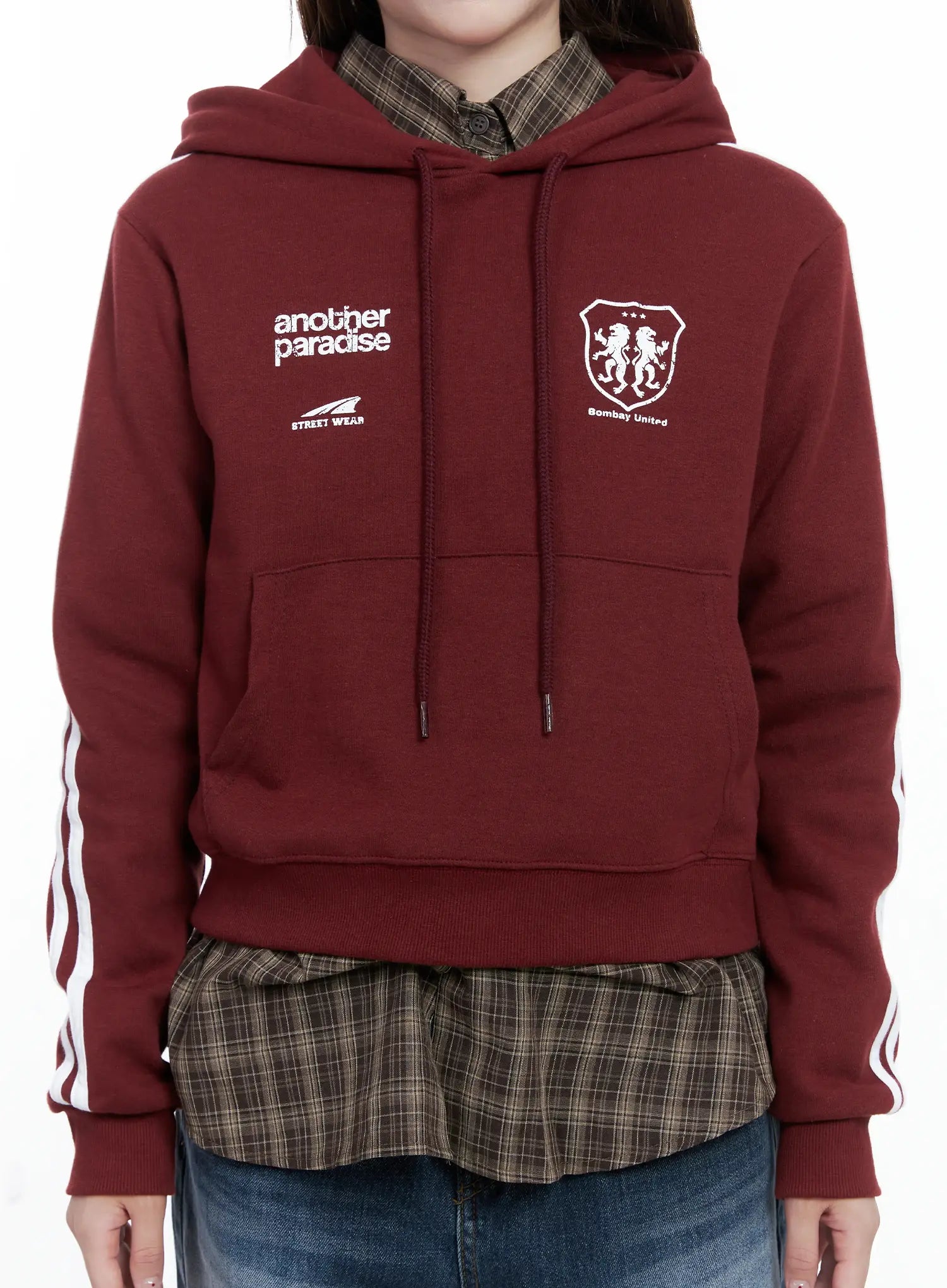 Striped Sleeve Crop Hoodie CS501