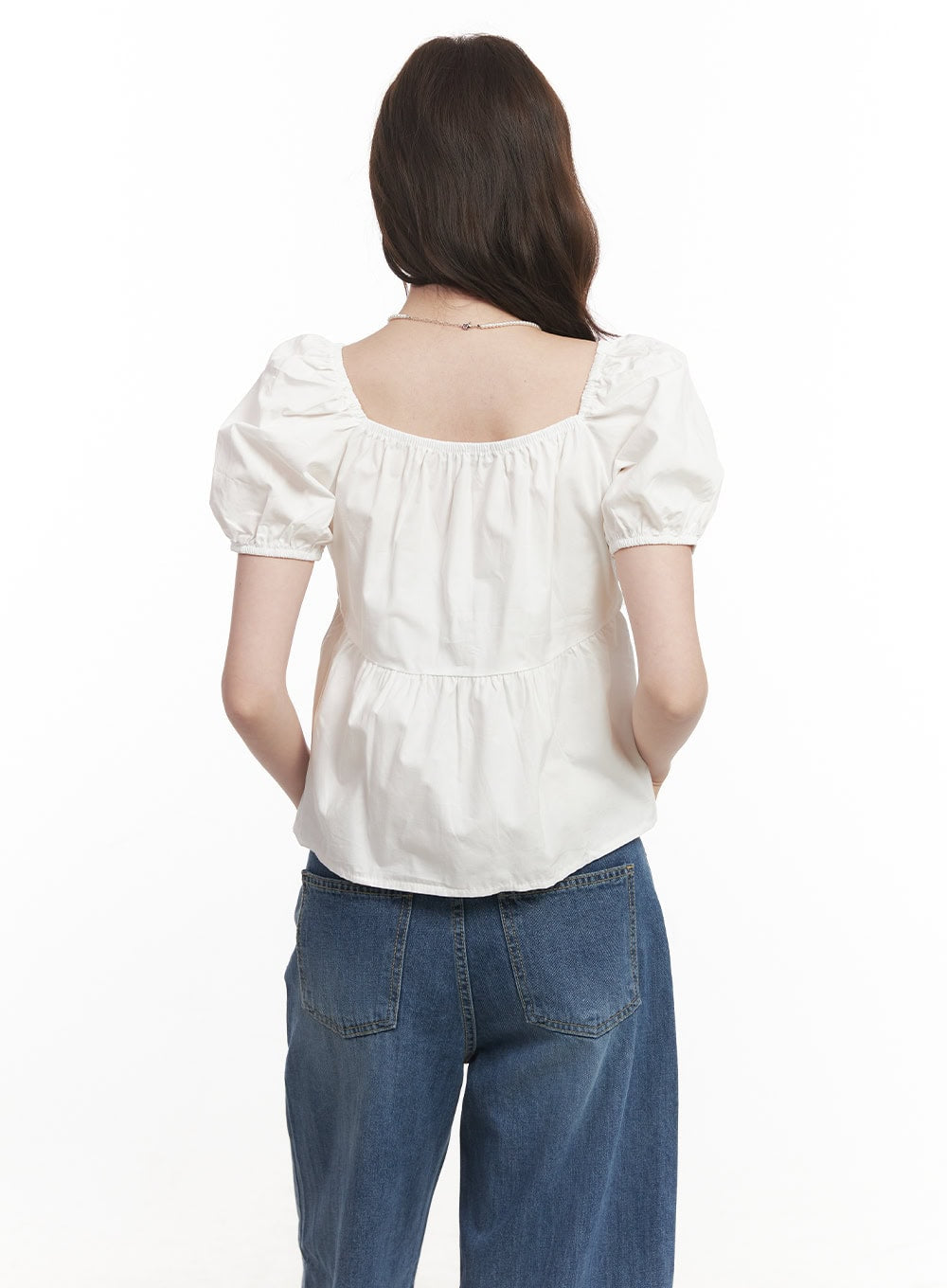 Lovely Ribbon Puff-Sleeve Blouse Top CA501