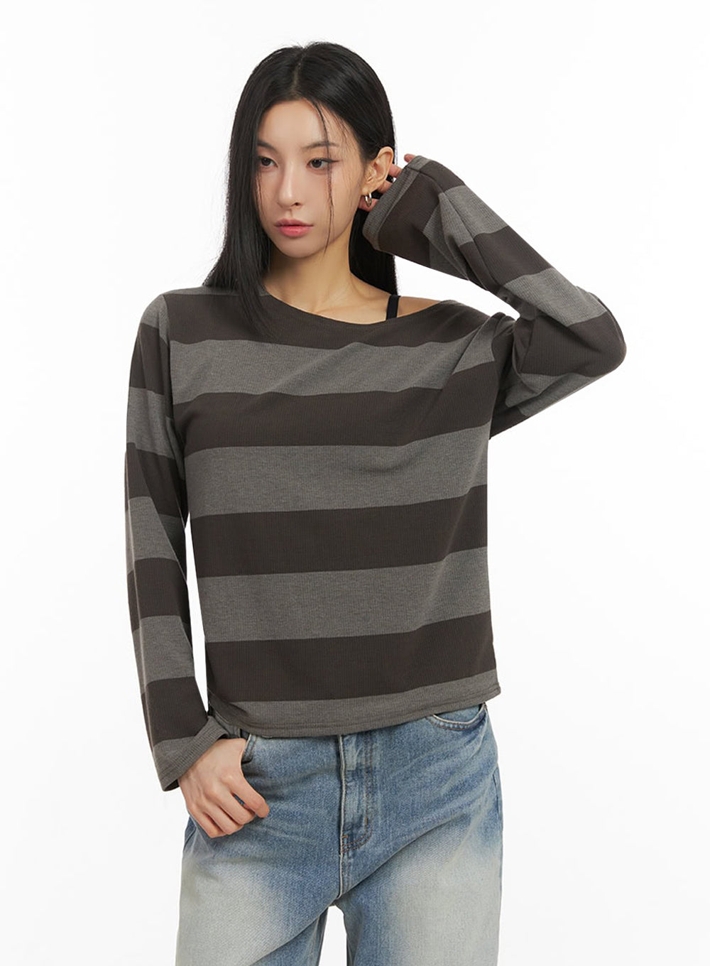 One-Shoulder Striped Top ID431