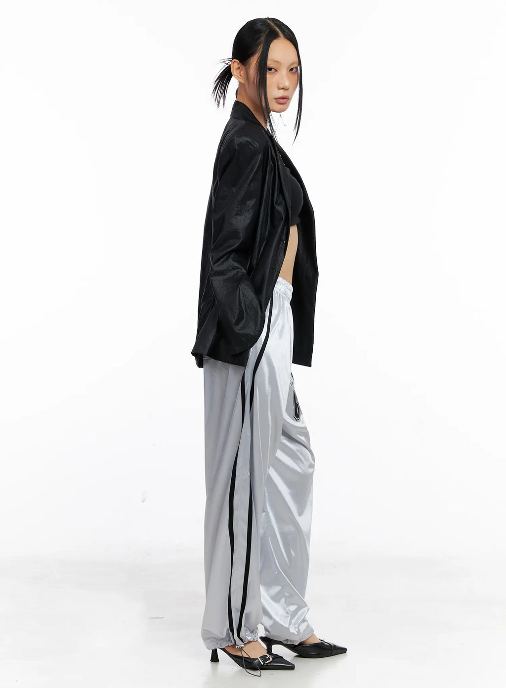 Black Nylon Slim Fit Jacket CS511