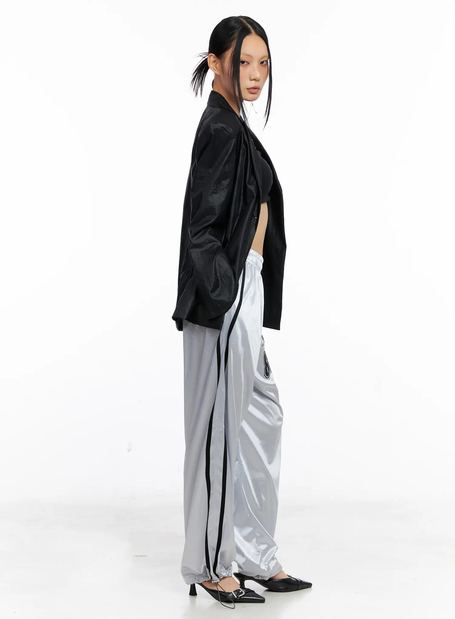 Black Nylon Slim Fit Jacket CS511