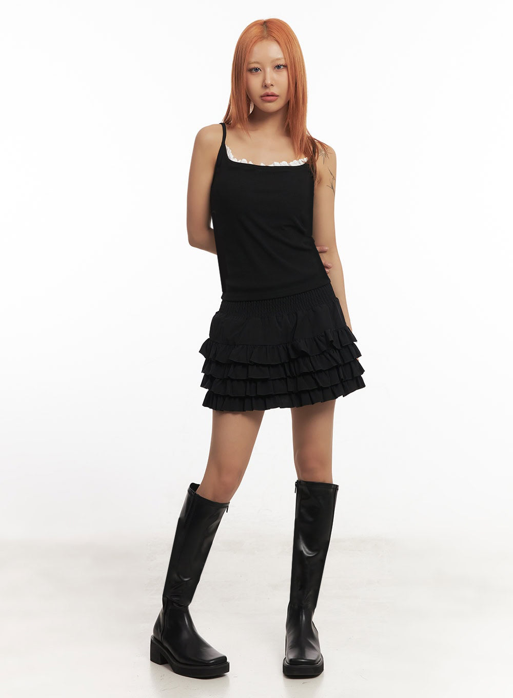 Frill-Trim Square Neck Cami Top IA515