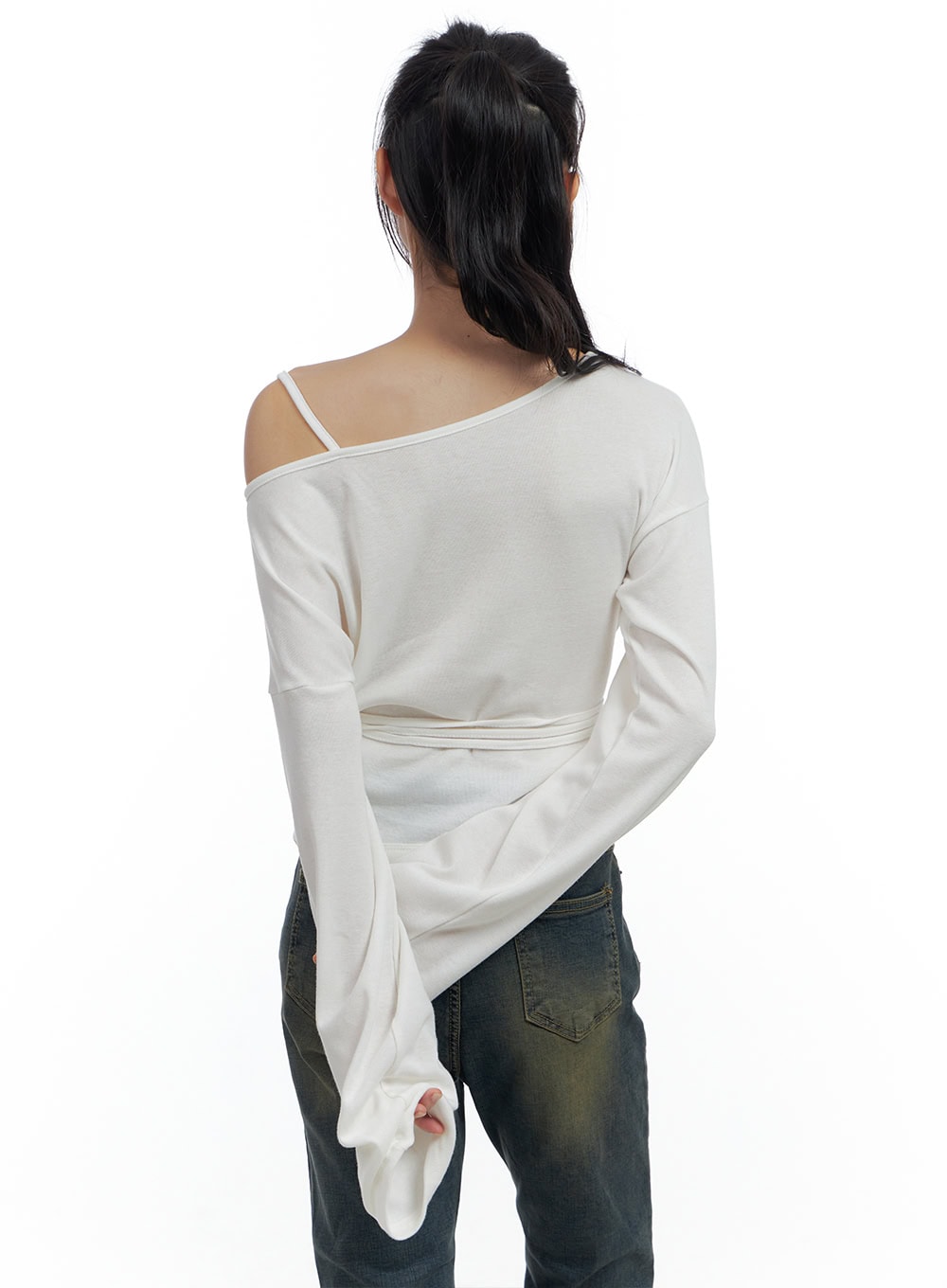 One-Shoulder Unbalanced Strap T-Shirt CS419