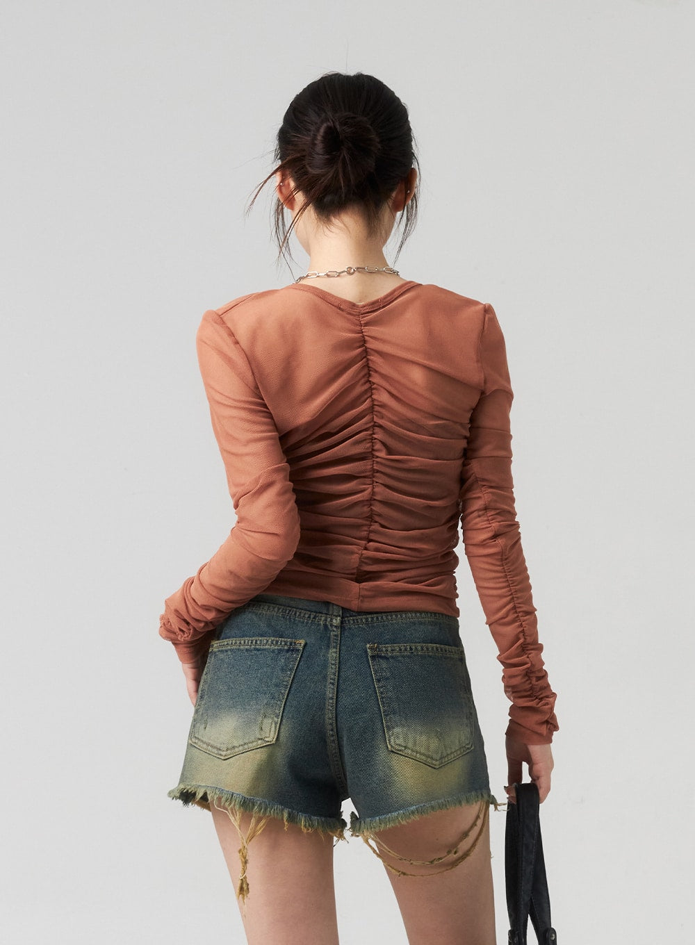 Button Mesh Cardigan CL314