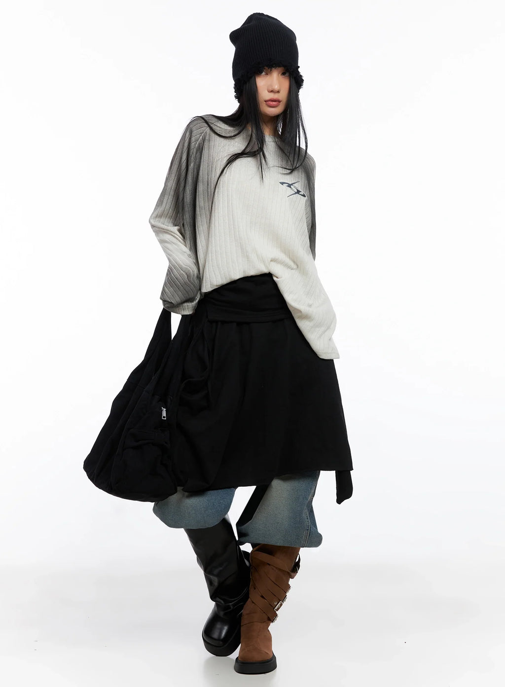 Layered Shirring Asymmetrical Skirt CO517