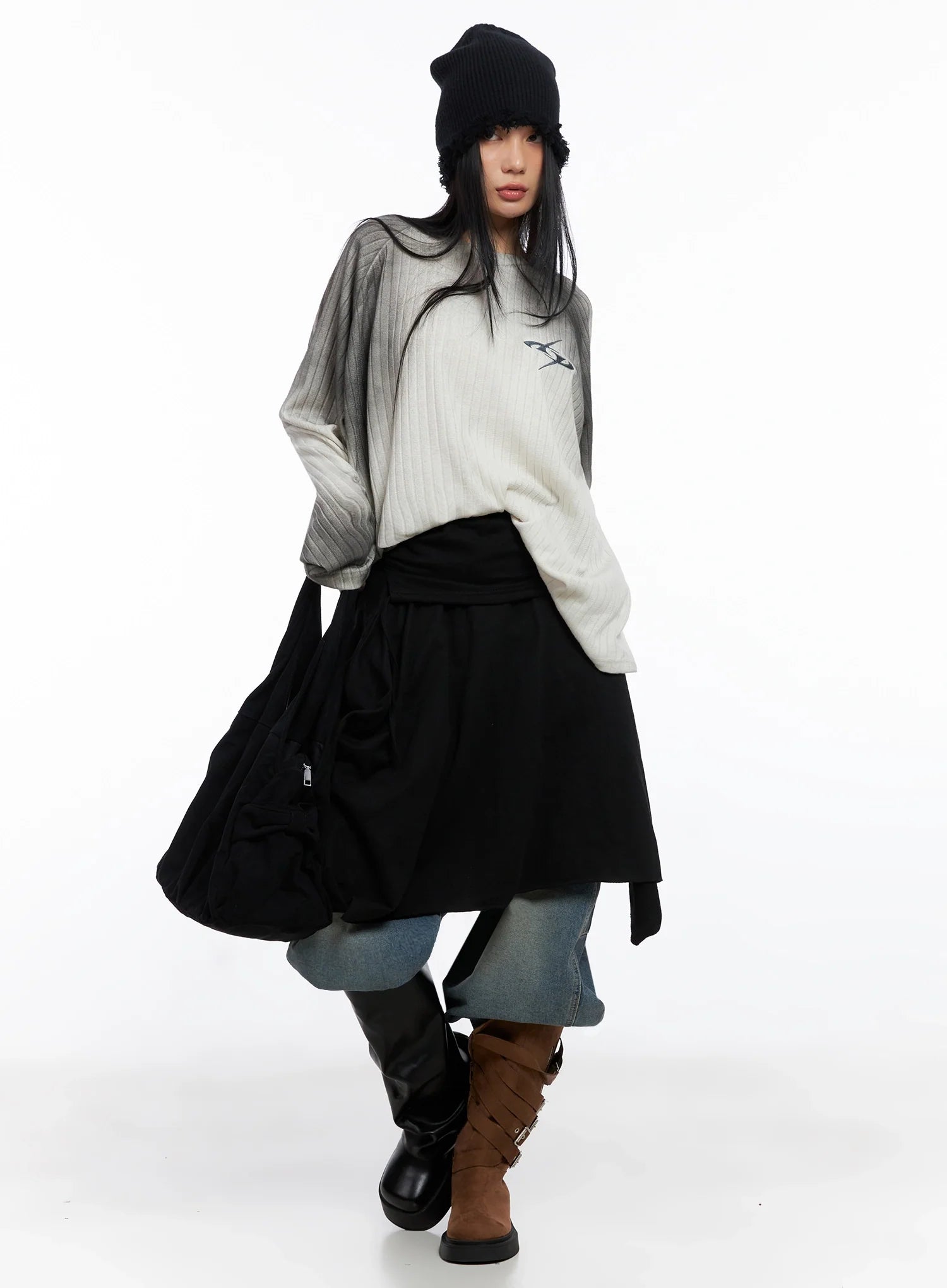 Layered Shirring Asymmetrical Skirt CO517