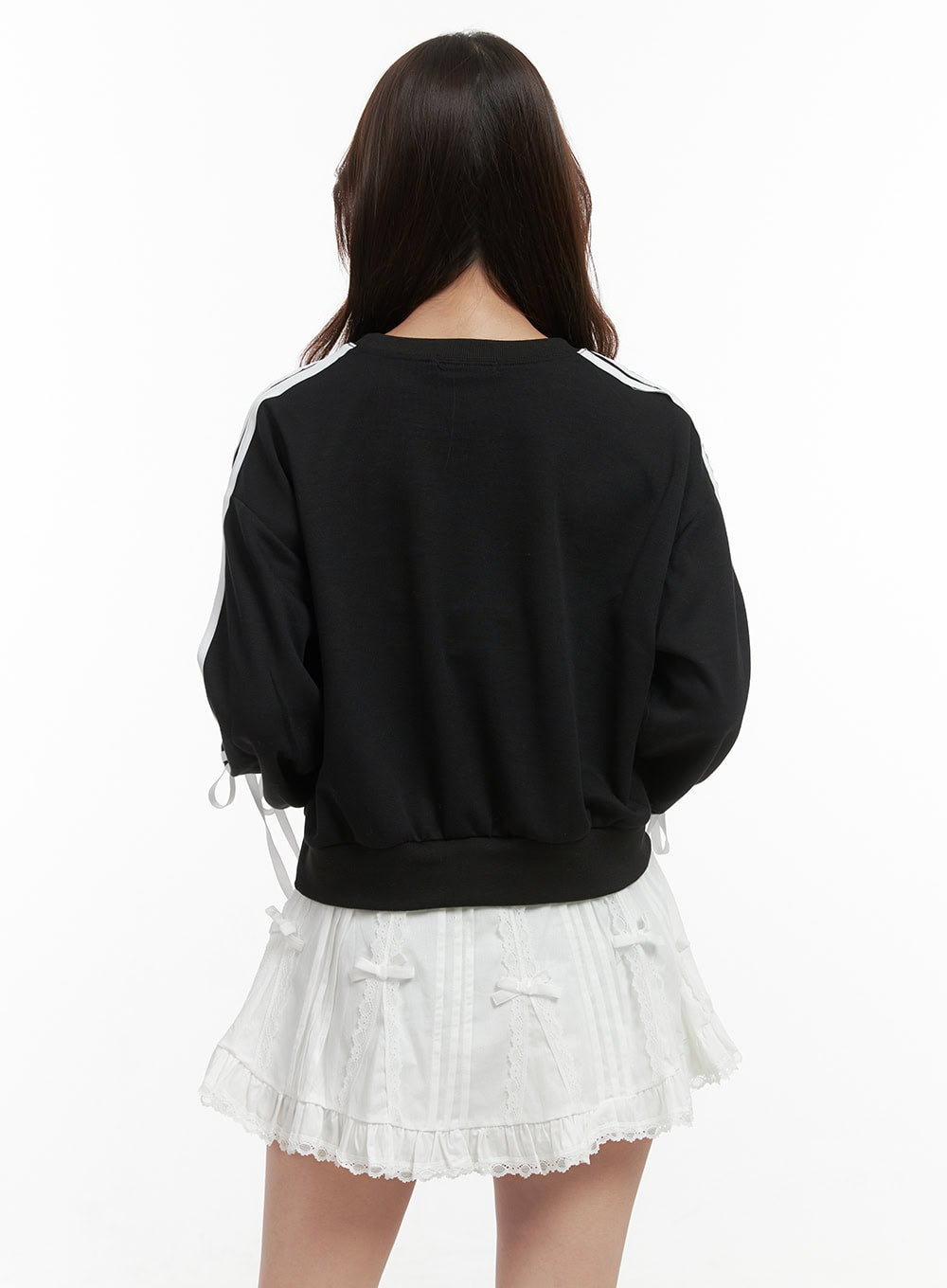 Ribbon-Lined Cotton Sweatshirt OO421