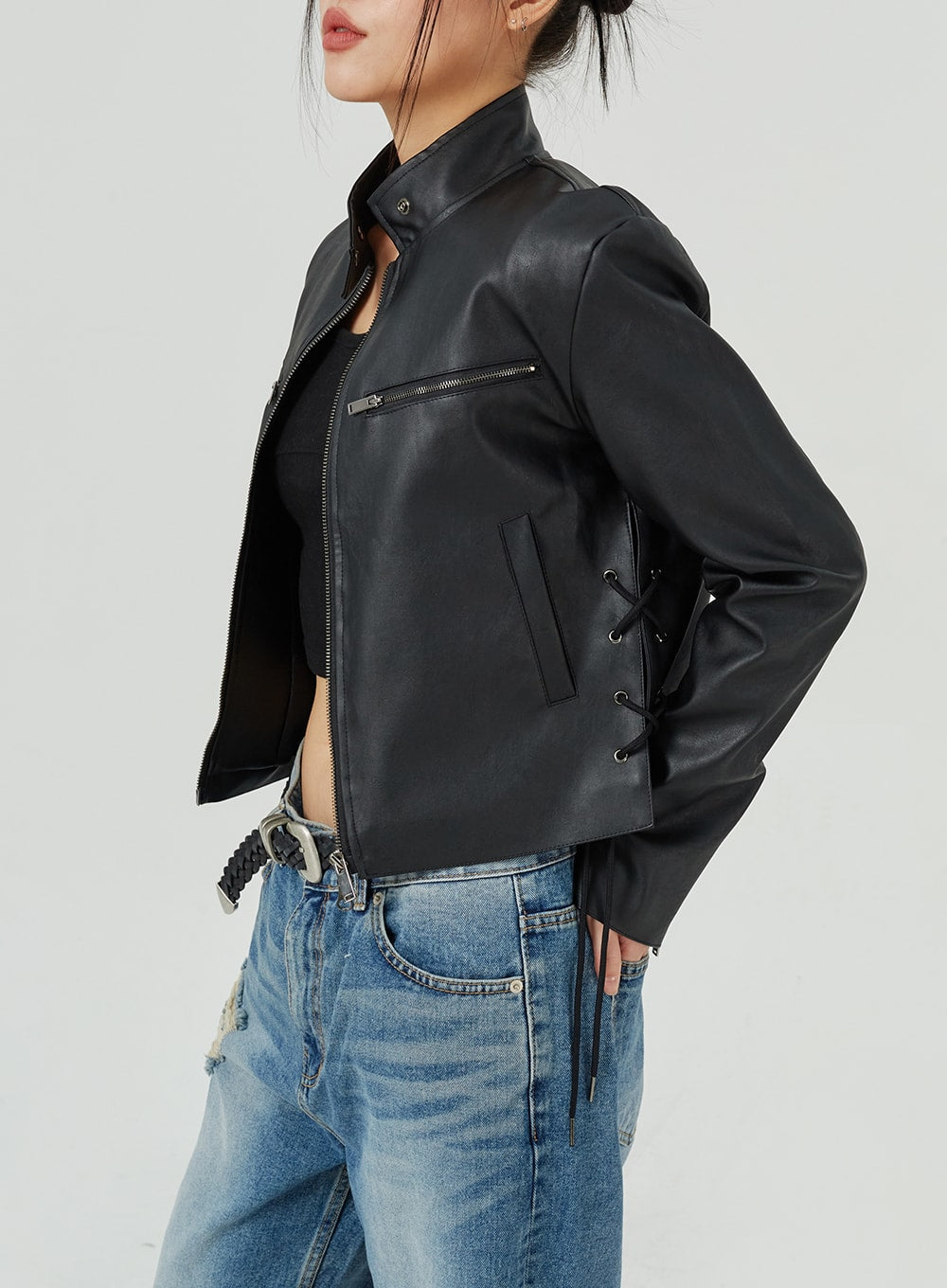 Standard Fit Faux Leather Jacket CM317