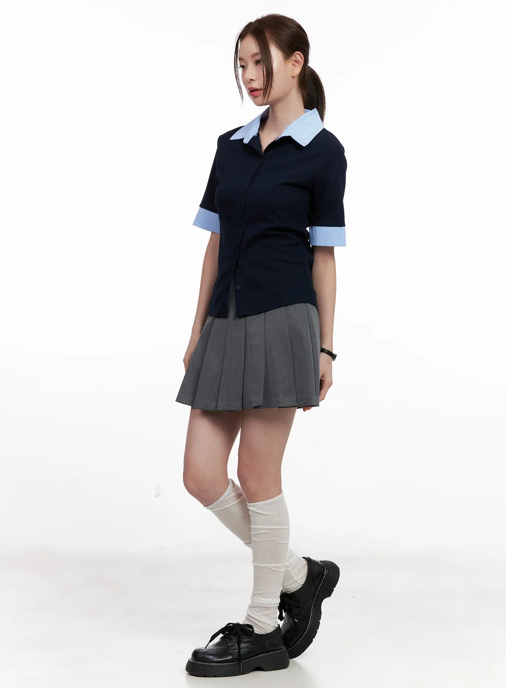 Layered Collar Short-Sleeve Shirt CL524