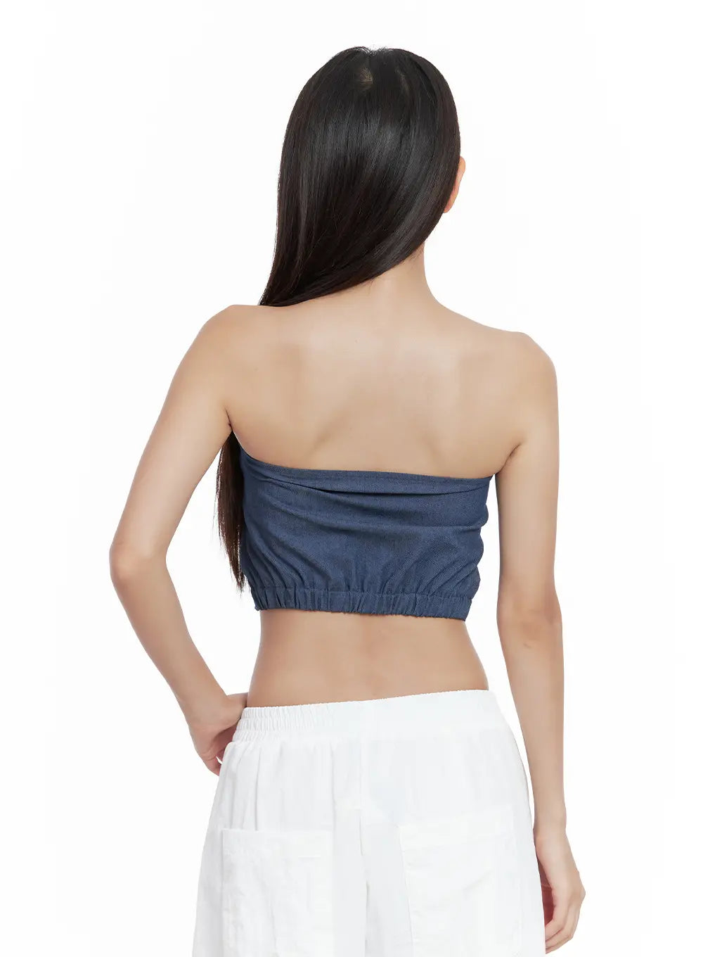 Denim Lace-Up Corset Tube Top CL508