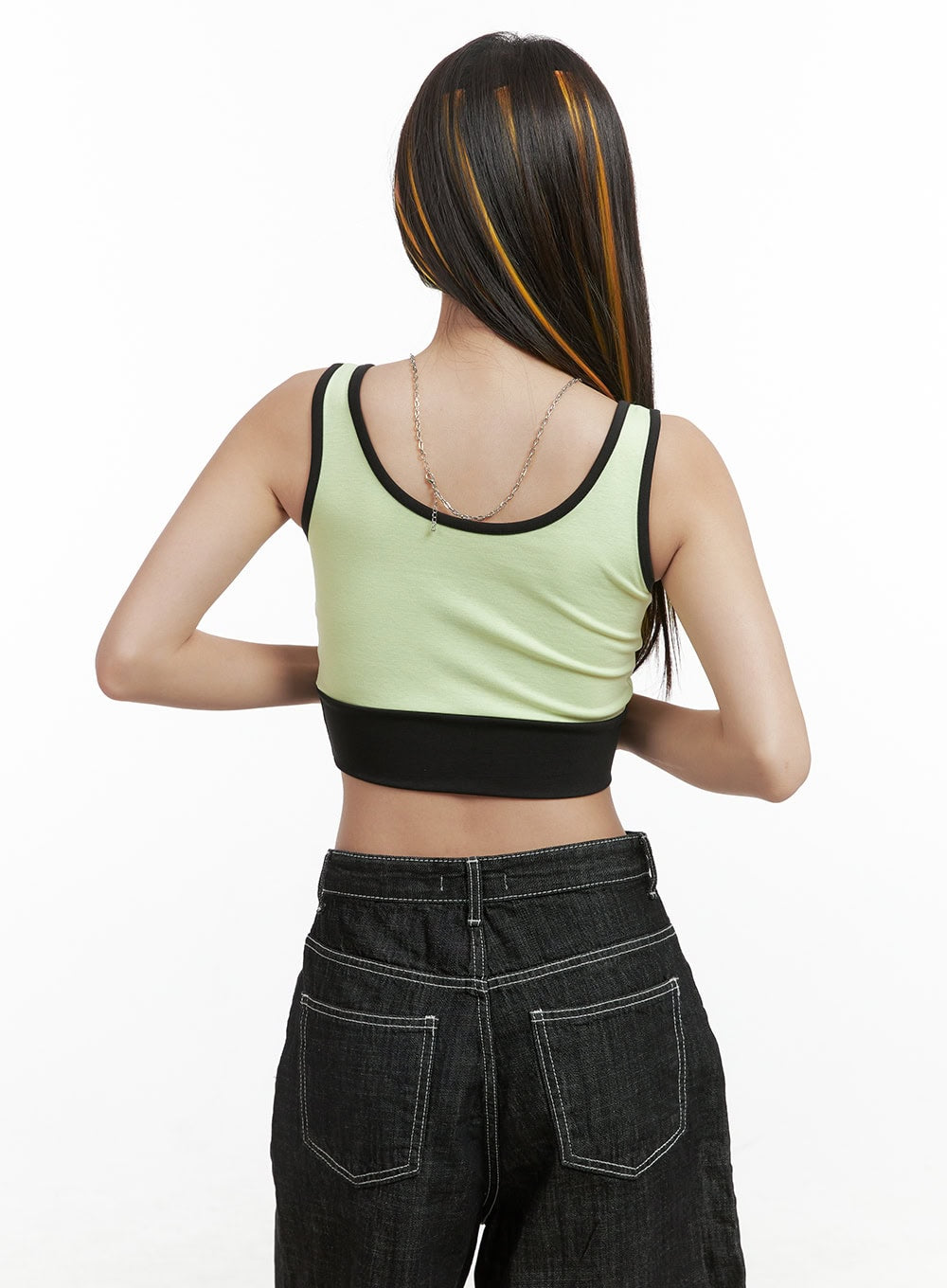 Buttoned Contrasting Crop Top OG406