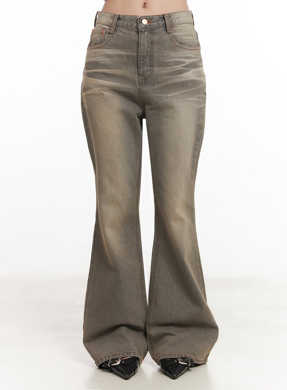 Sherry Washed Slim-Fit Bootcut Jeans IM528