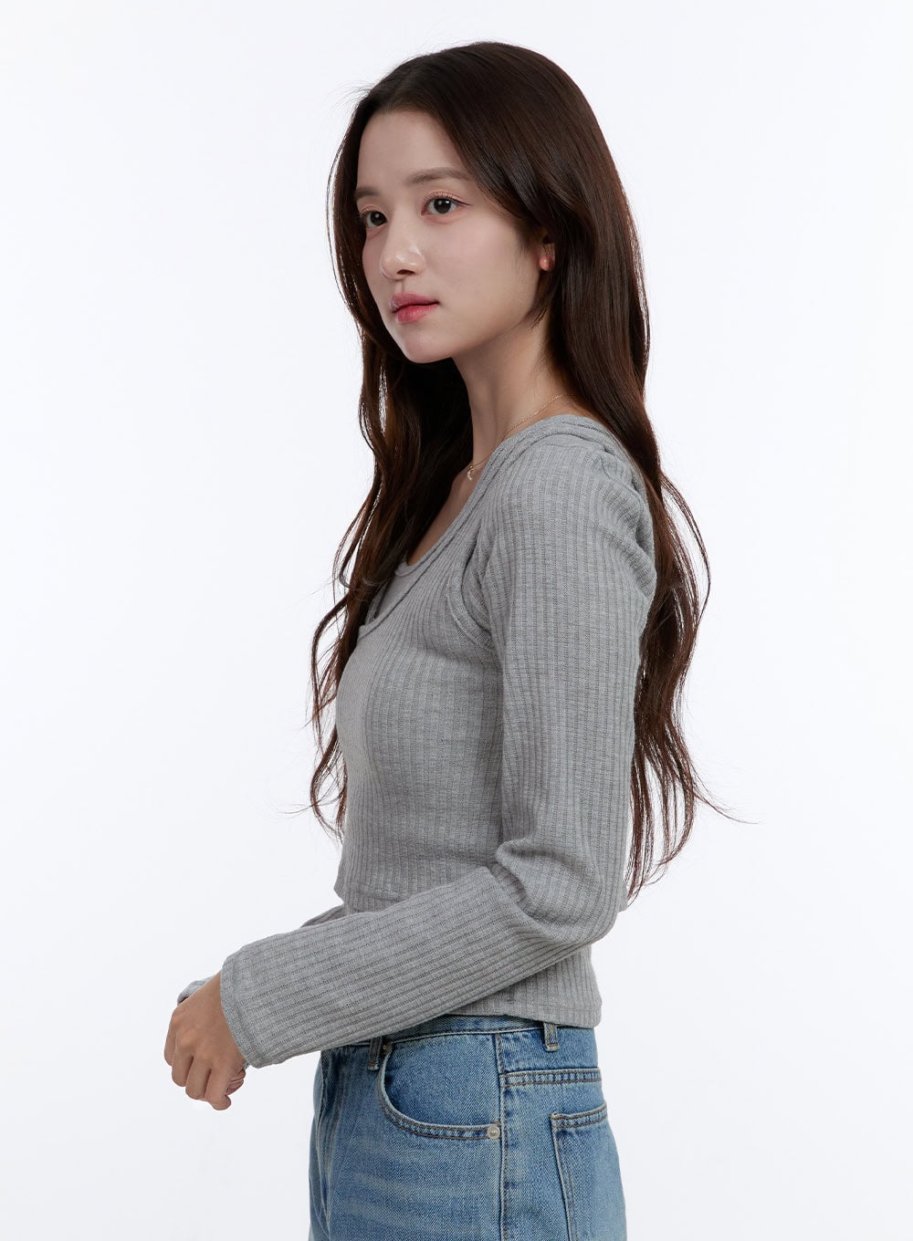 Slim Fit Strap Long Sleeve Set OO407