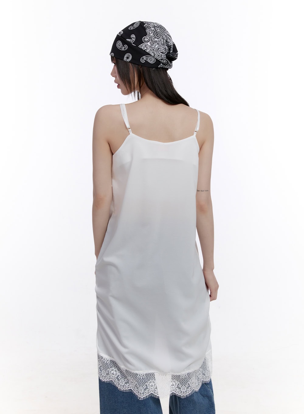 Sheer Lace-Trim Camisole Dress CF512